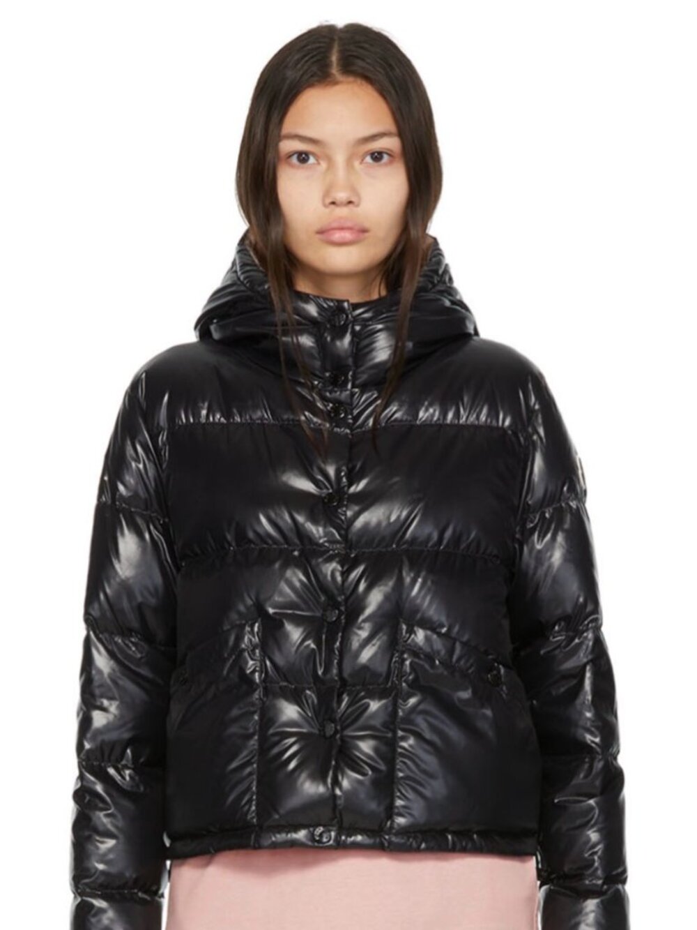 Ladies Moncler Bardanette Glossy Hooded Down Jacket Winter Black Short